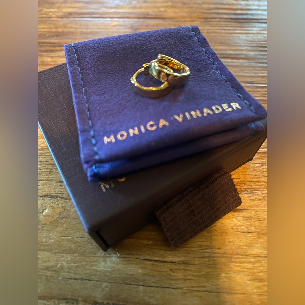 Monica Vinader siren Muse Wave Huggies Hoop Earrings Gold Vermeil